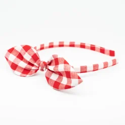 Diadema lazo vichy rojo hecha a mano