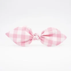 Diadema lazo vichy rosa hecha a mano