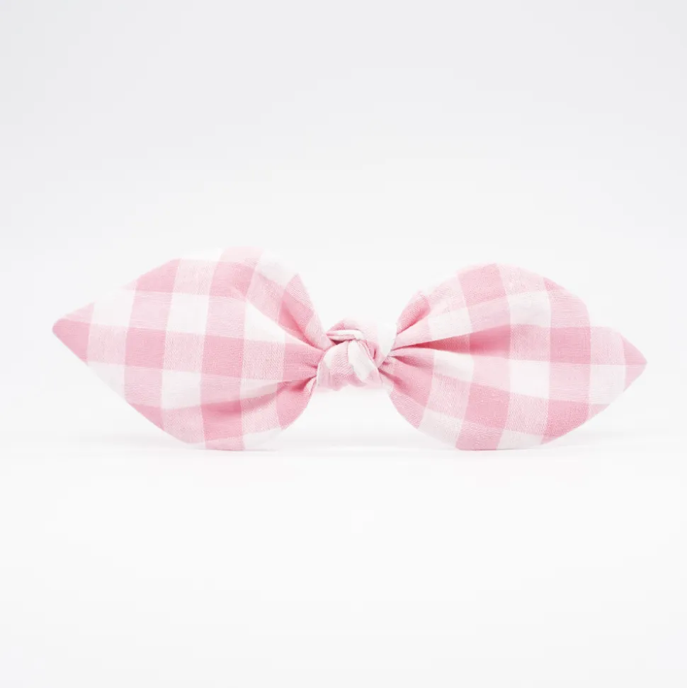 Diadema lazo vichy rosa hecha a mano