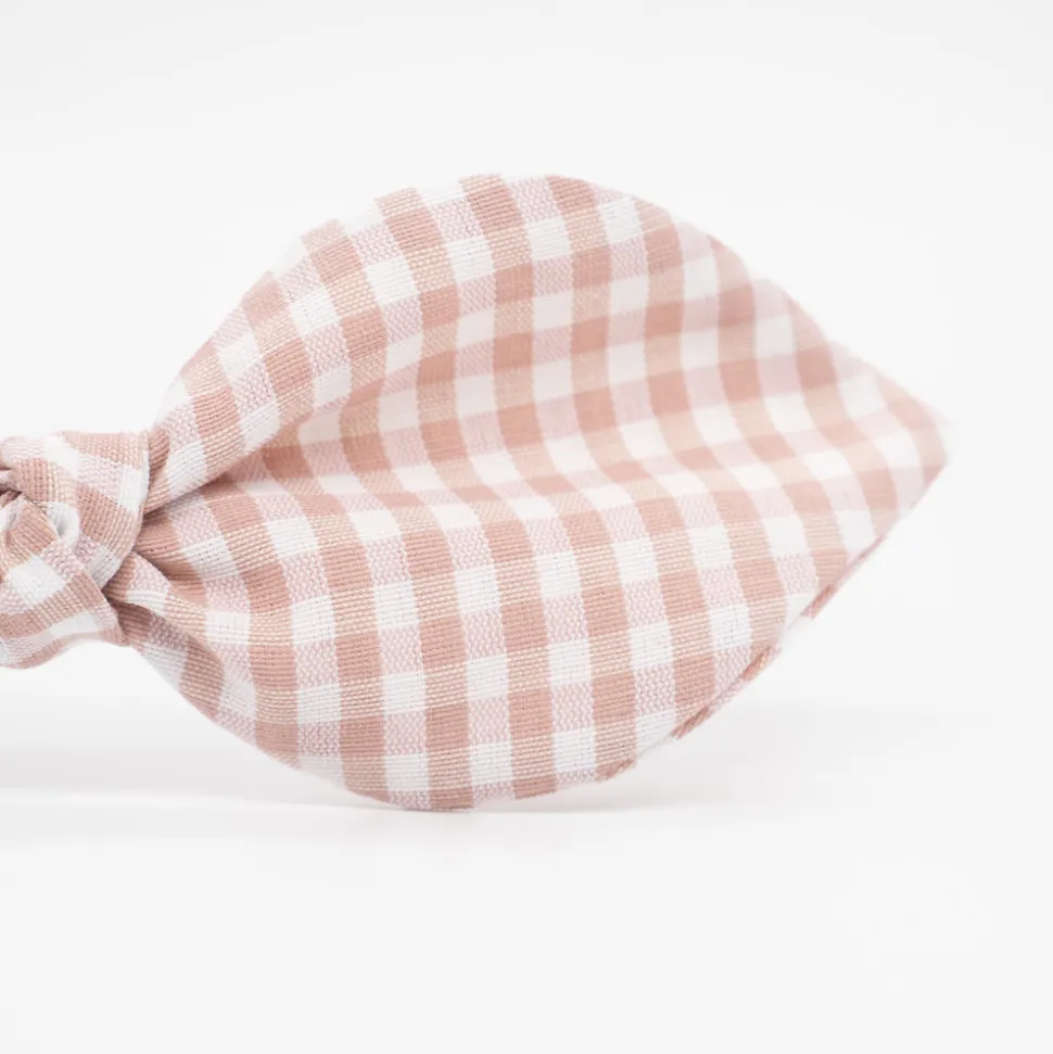 Diadema lazo vichy rosa nude hecha a mano