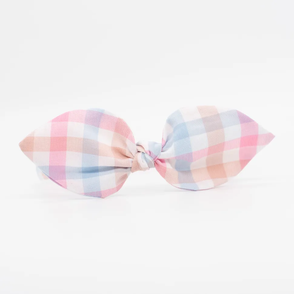 Diadema lazo vichy tricolor hecha a mano