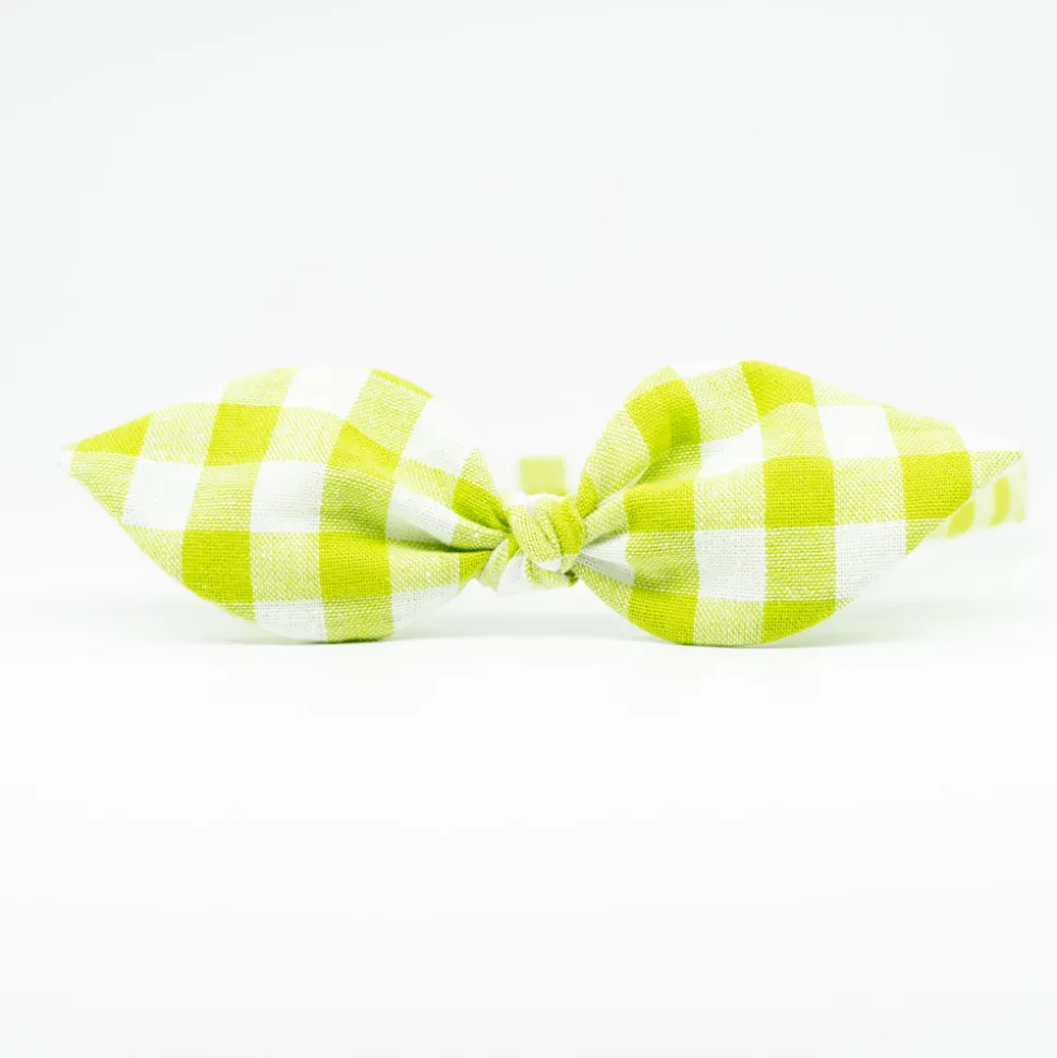 Diadema lazo vichy verde hecha a mano