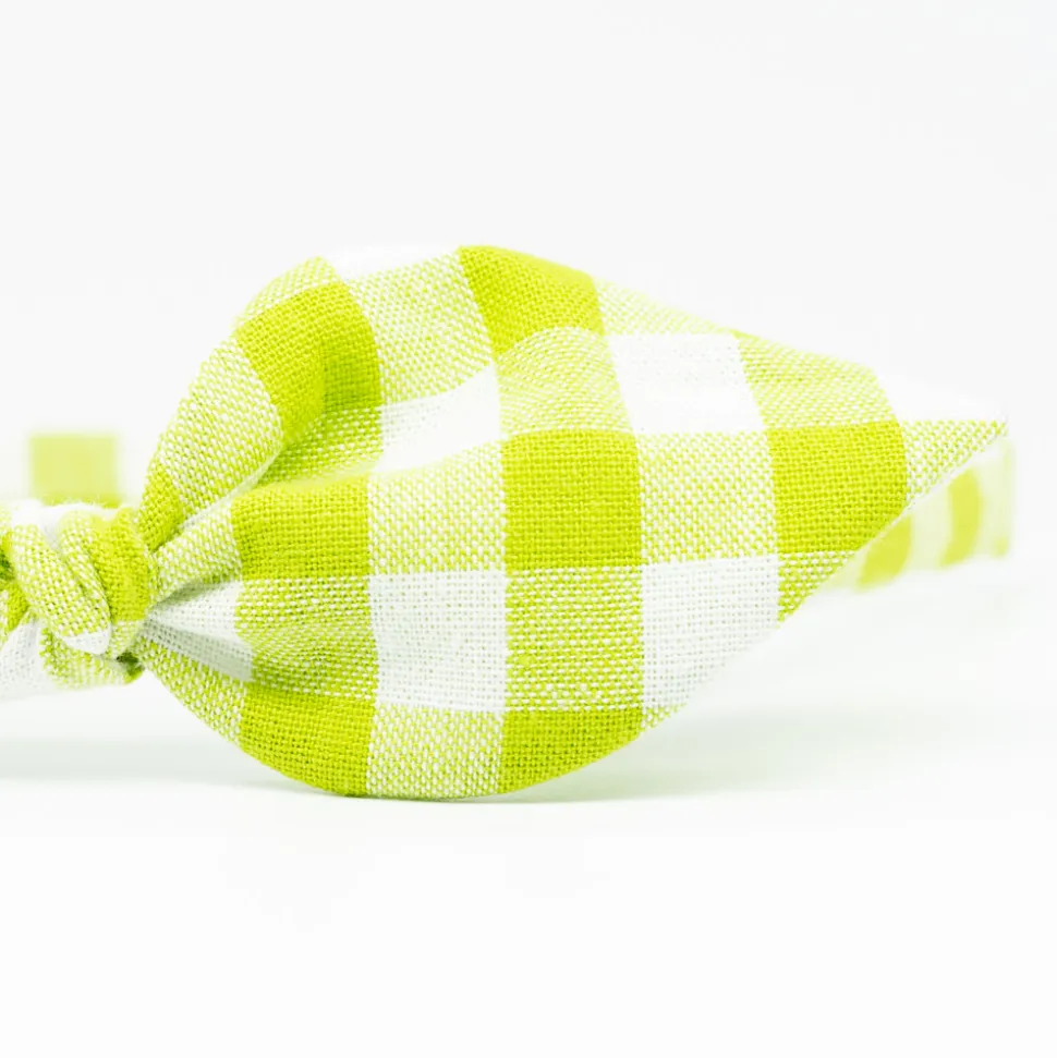 Diadema lazo vichy verde hecha a mano