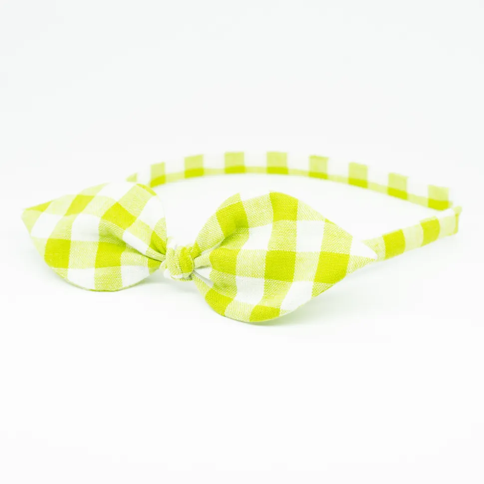 Diadema lazo vichy verde hecha a mano