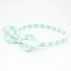 Diadema lazo vichy verde mint hecha a mano