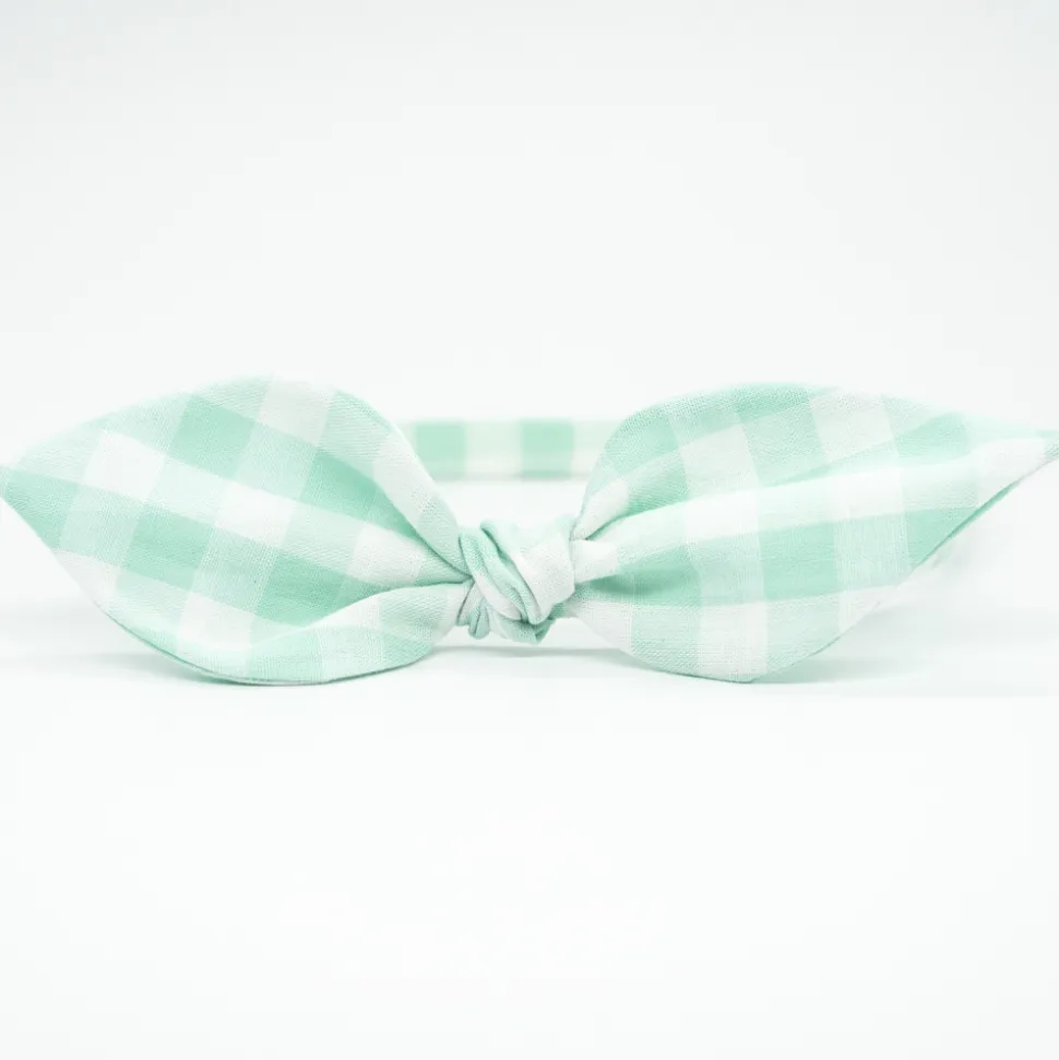 Diadema lazo vichy verde mint hecha a mano