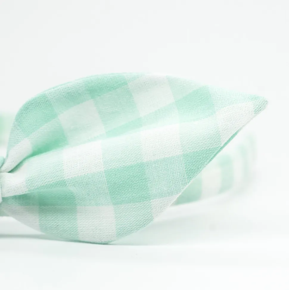 Diadema lazo vichy verde mint hecha a mano