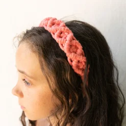 Diadema macramé color coral