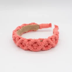 Diadema macramé color coral