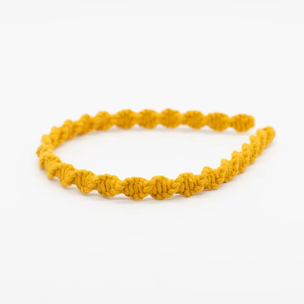 Diadema macramé fina amarillo ocre