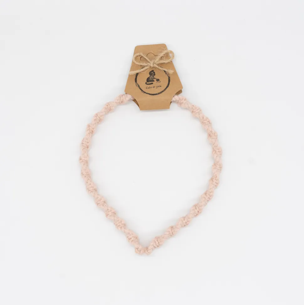 Diadema macramé fina rosa nude