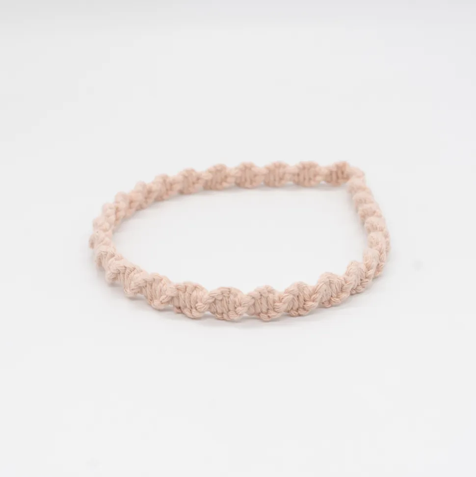 Diadema macramé fina rosa nude
