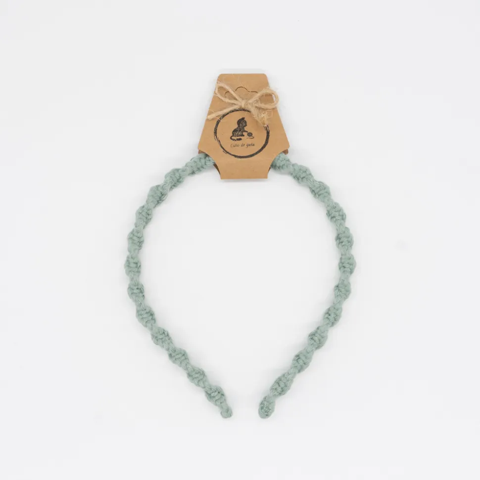 Diadema macramé fina verde