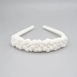 Diadema niña flores crochet perla