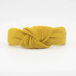 Diadema nudo amarillo ocre rústico hecha a mano