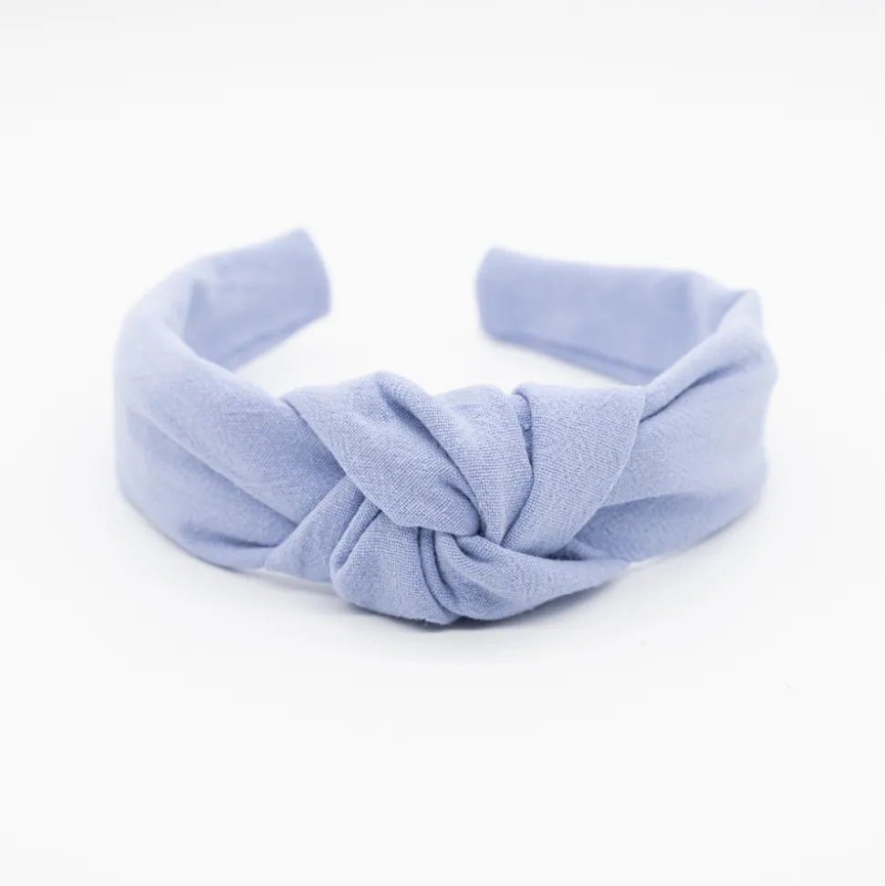 Diadema nudo azul celeste lavanda hecha a mano