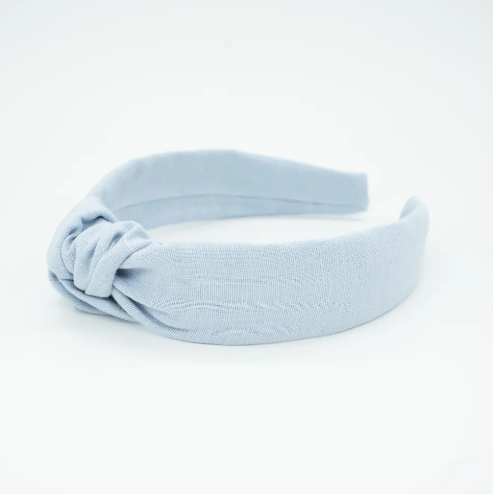 Diadema nudo azul celeste lino hecha a mano