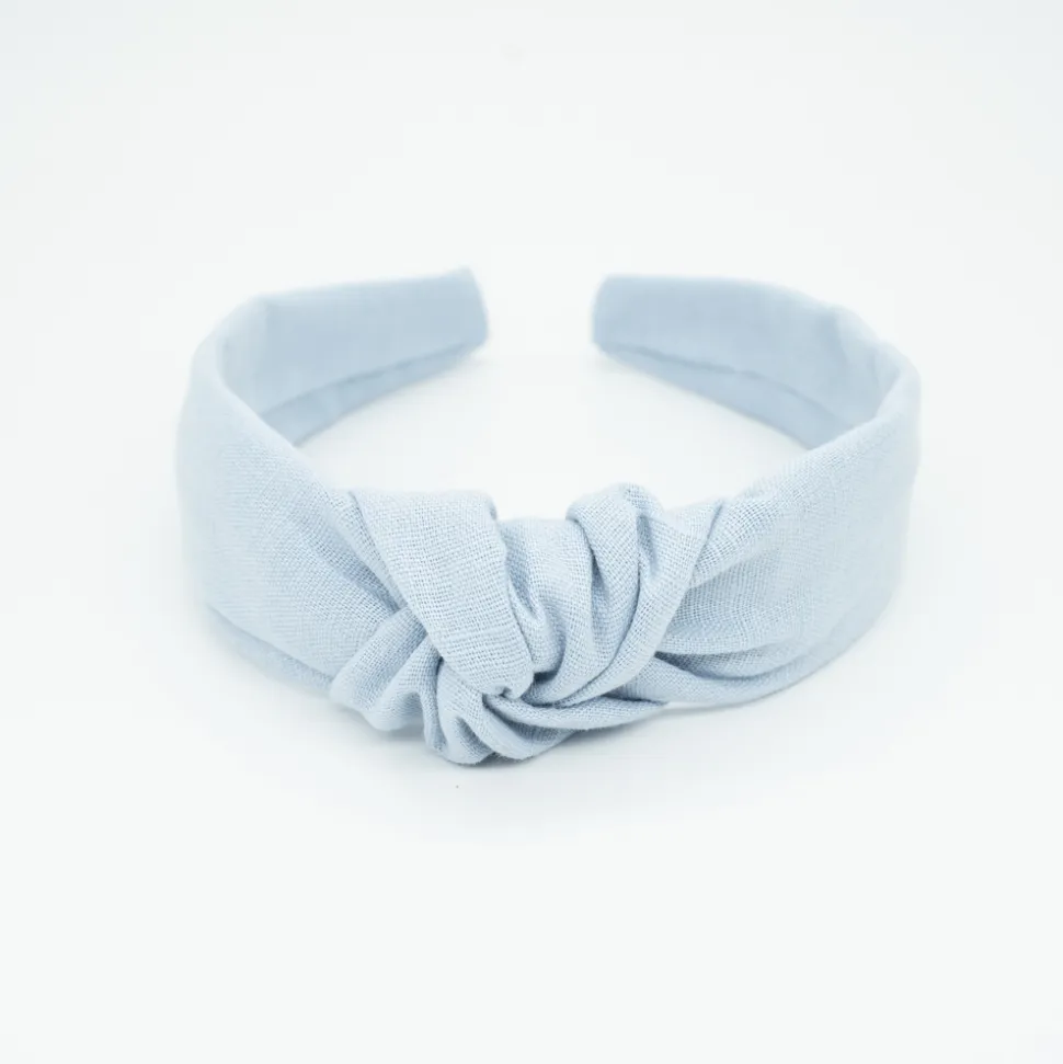 Diadema nudo azul celeste lino hecha a mano