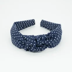 Diadema nudo azul marino topos hecha a mano