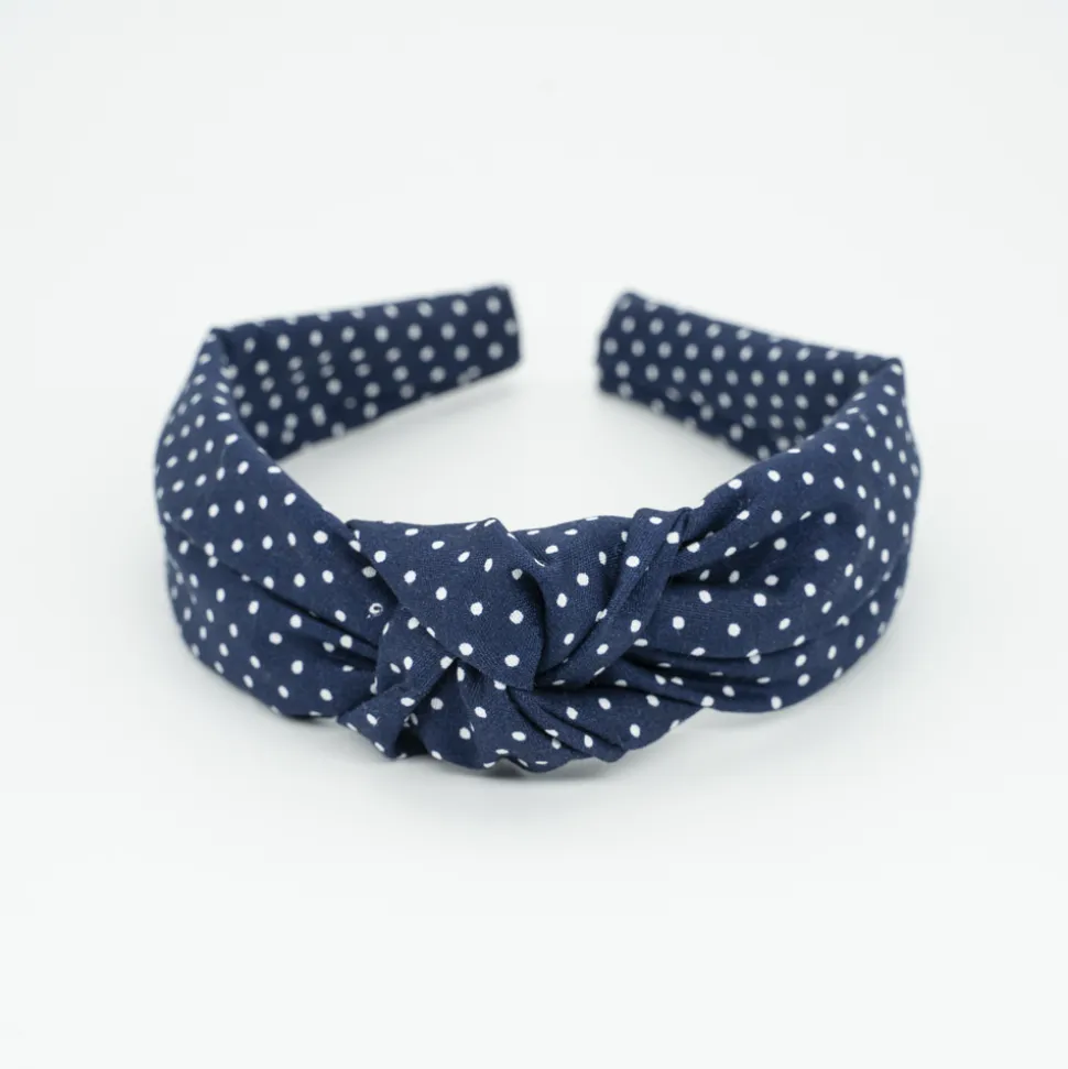 Diadema nudo azul marino topos hecha a mano