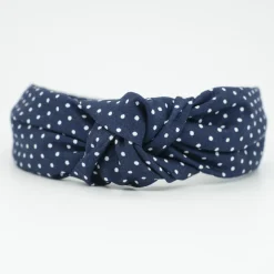 Diadema nudo azul marino topos hecha a mano