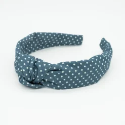 Diadema nudo azul petrol topos hecha a mano