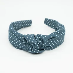 Diadema nudo azul petrol topos hecha a mano