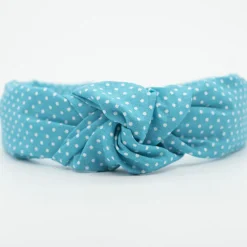 Diadema nudo azul turquesa topos hecha a mano