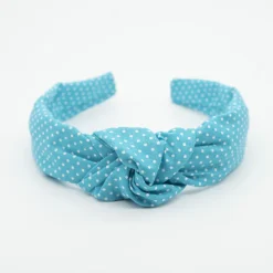 Diadema nudo azul turquesa topos hecha a mano