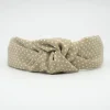 Diadema nudo beige topos hecha a mano