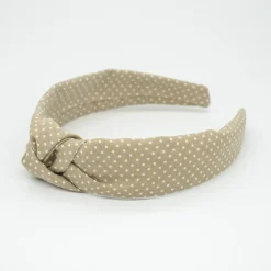 Diadema nudo beige topos hecha a mano