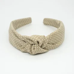 Diadema nudo beige topos hecha a mano