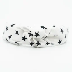 Diadema nudo blanca estrellas hecha a mano
