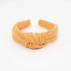 Diadema nudo bordada naranja hecha a mano