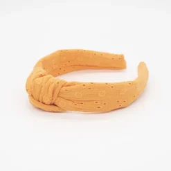 Diadema nudo bordada naranja hecha a mano