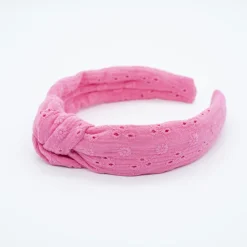 Diadema nudo bordada rosa fucsia hecha a mano