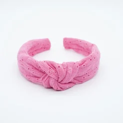 Diadema nudo bordada rosa fucsia hecha a mano