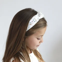 Diadema nudo flores Cotton hecha a mano