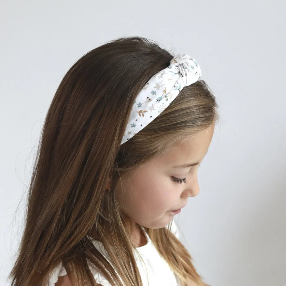 Diadema nudo flores Cotton hecha a mano