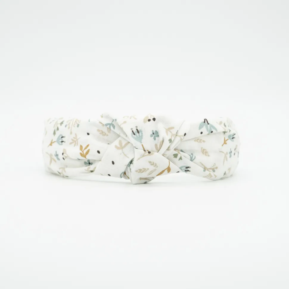 Diadema nudo flores Cotton hecha a mano
