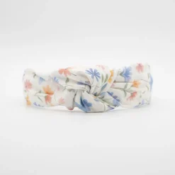 Diadema nudo flores tonos pastel hecha a mano