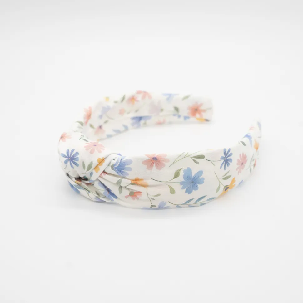 Diadema nudo flores tonos pastel hecha a mano