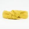 Diadema nudo gasa amarillo ocre topos oro hecha a mano