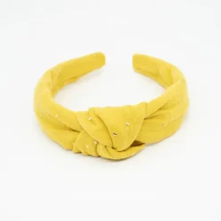 Diadema nudo gasa amarillo ocre topos oro hecha a mano