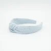 Diadema nudo gasa azul celeste topos oro hecha a mano