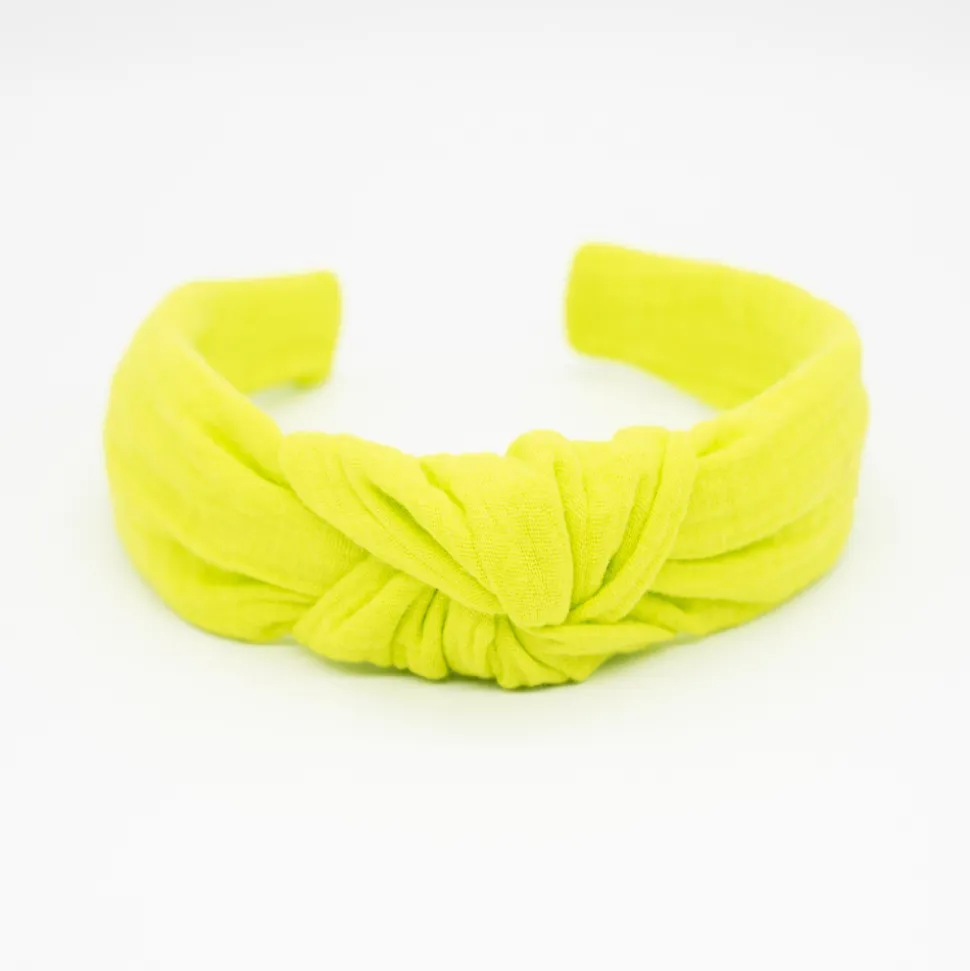 Diadema nudo lima fluor hecha a mano