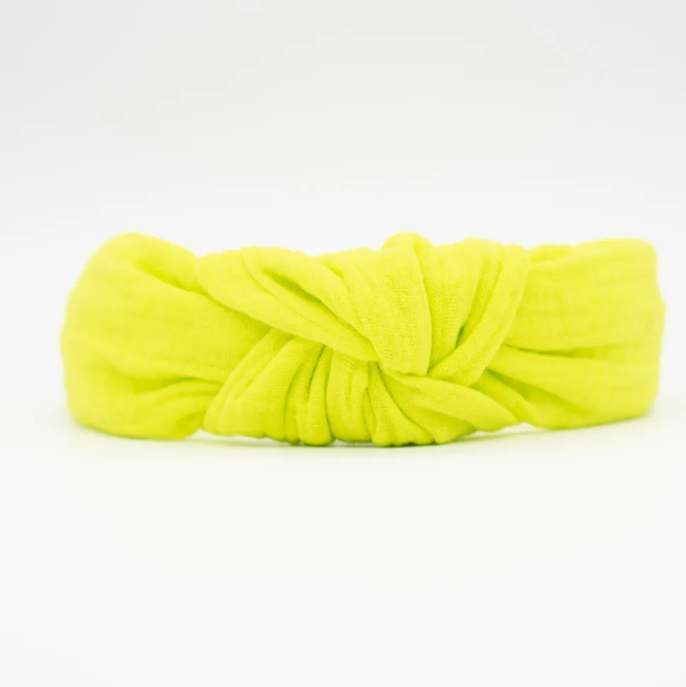 Diadema nudo lima fluor hecha a mano