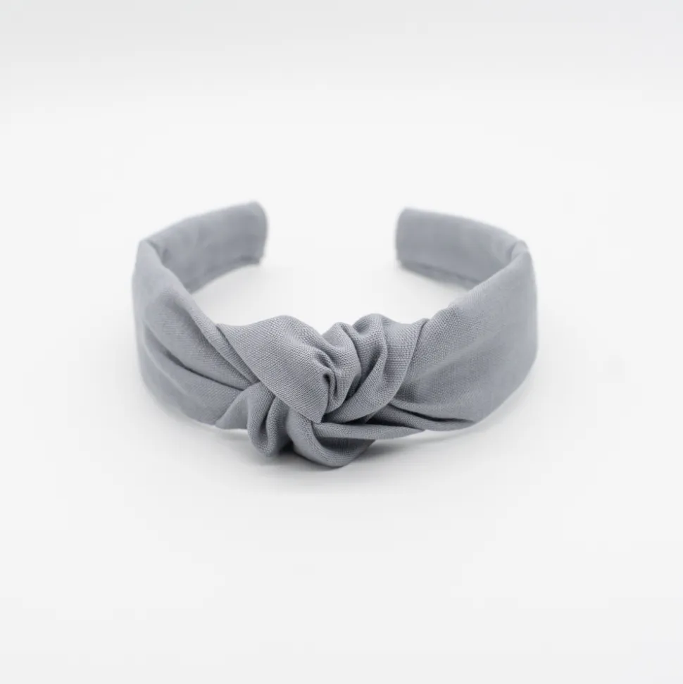 Diadema nudo lino gris hecha a mano