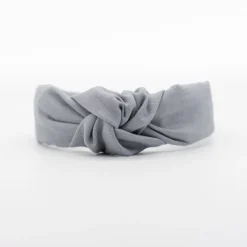 Diadema nudo lino gris hecha a mano