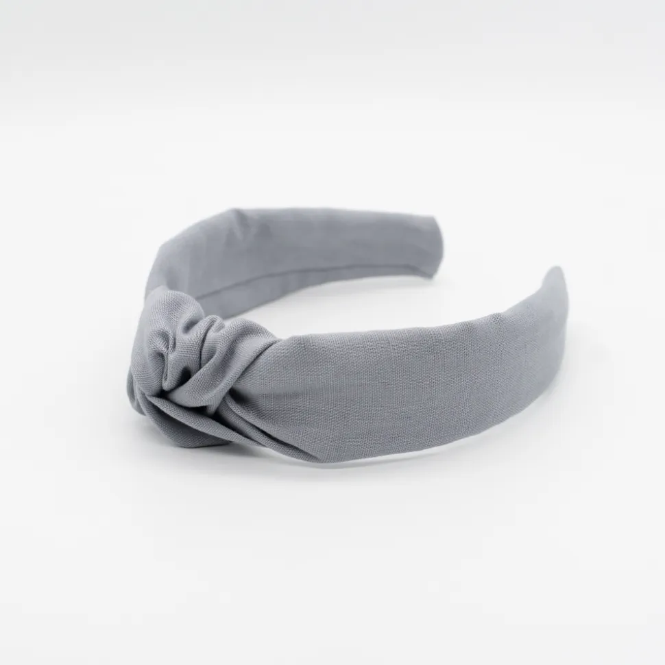 Diadema nudo lino gris hecha a mano